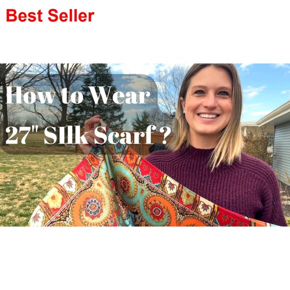 100% Pure Mulberry Silk Square Scarf 27x27 Women Neckerchief Headscarf